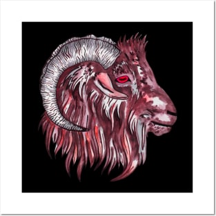 Halloween occult red goat Posters and Art